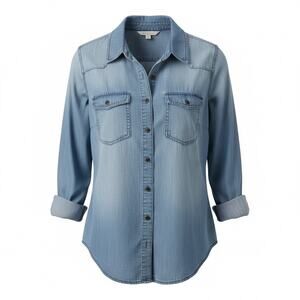 Love 8 Light Wash Chambray Button Down Shirt Women’s XS